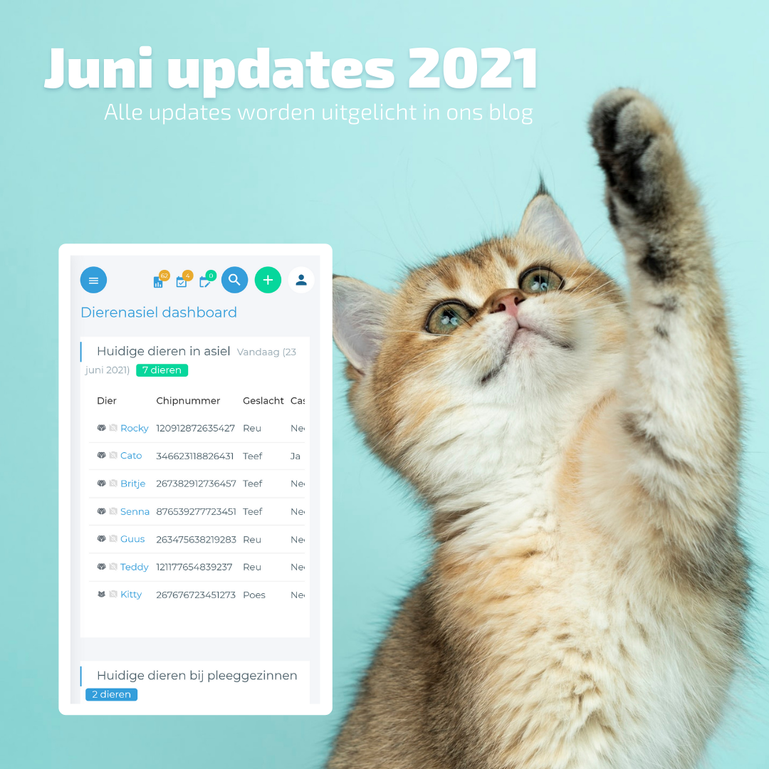 KennelCare updates juni 2021 met de lancering van Dierenasiel v1.0 en meer!