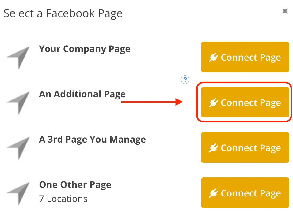 select a facebook page to connect