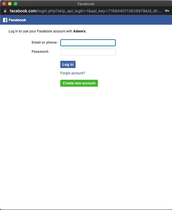 facebook sign in pop-up