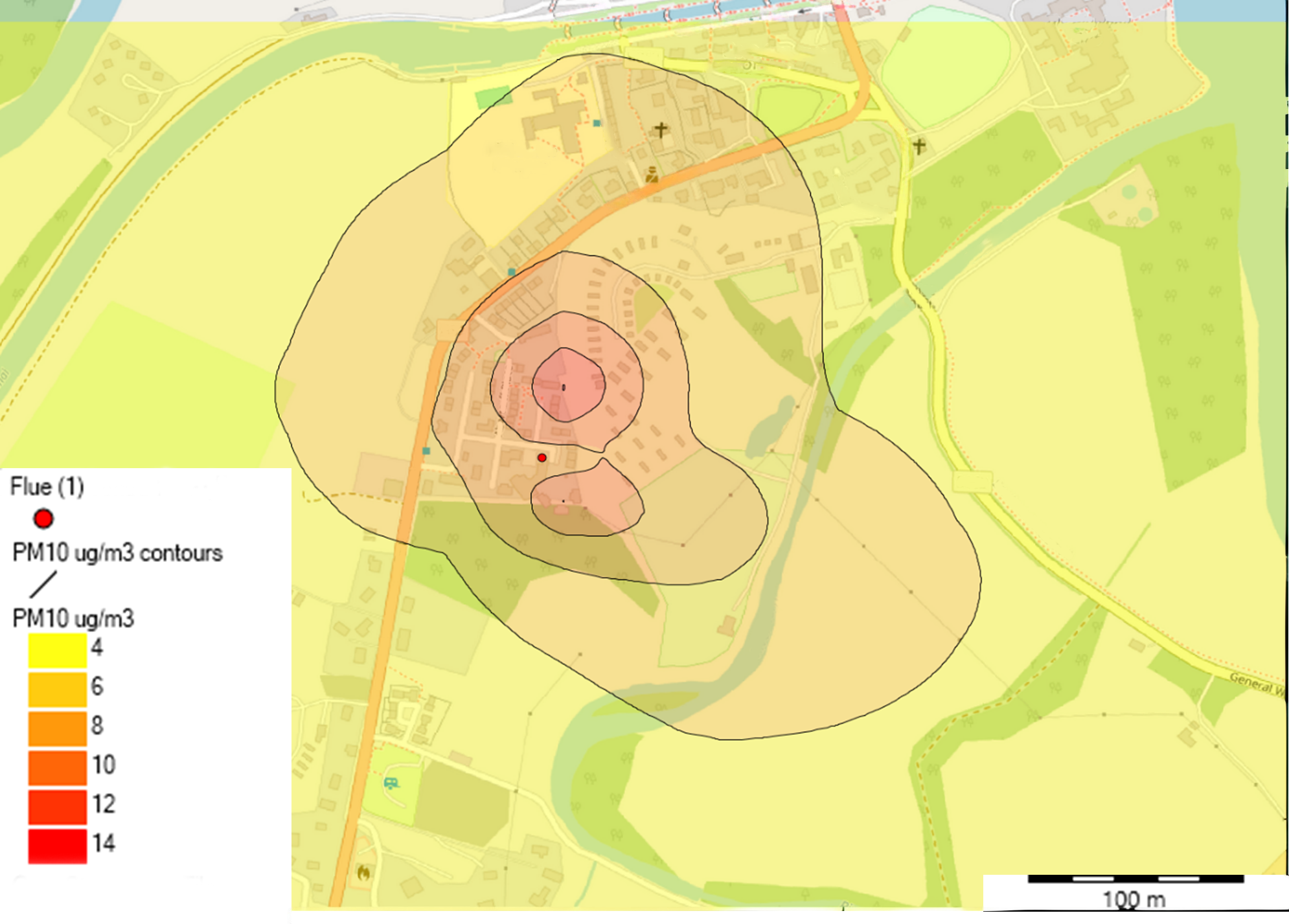 A map showing air quality modelling