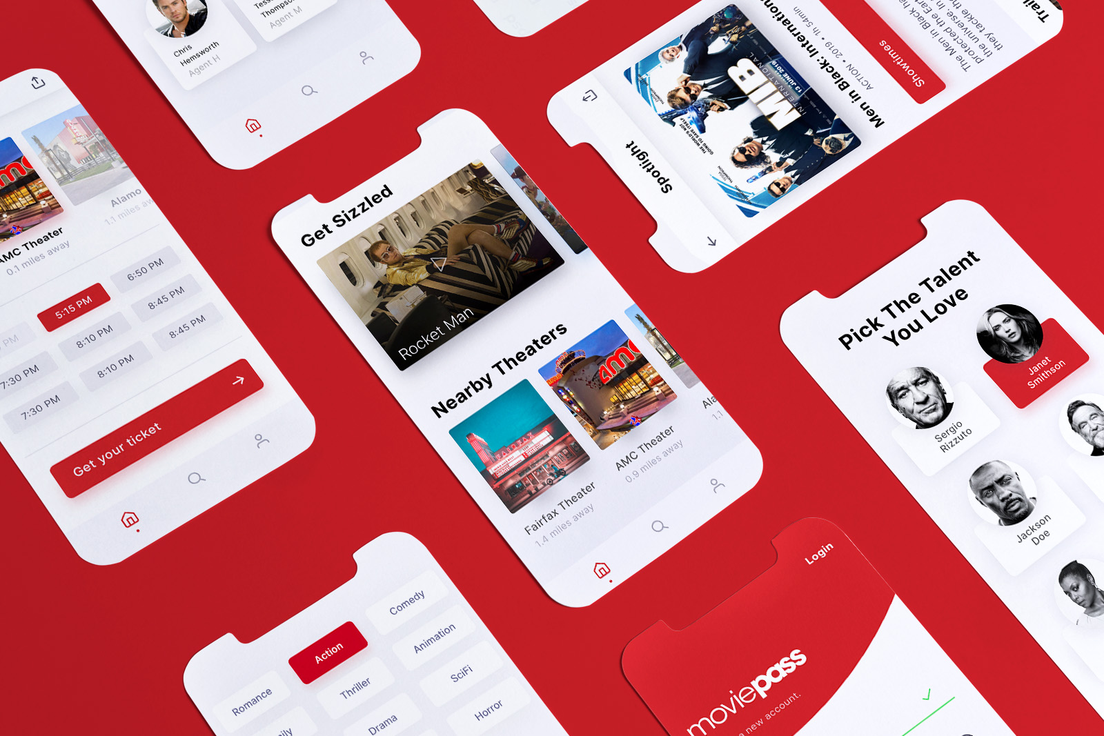 A grid of app screens