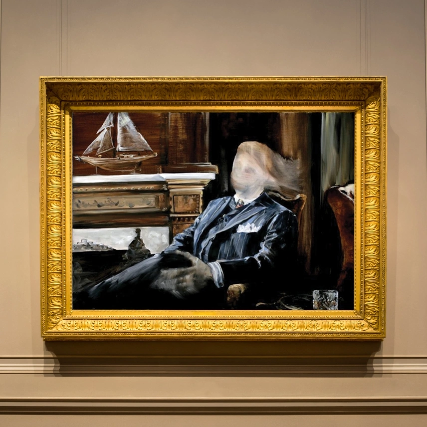 Honored in a museum competition, "True Presence" is an Oil Painting that unveils the paradox of human struggles concealed by power.