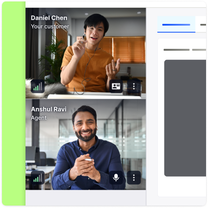 A trained Proof reviewer and a customer in a live verification session