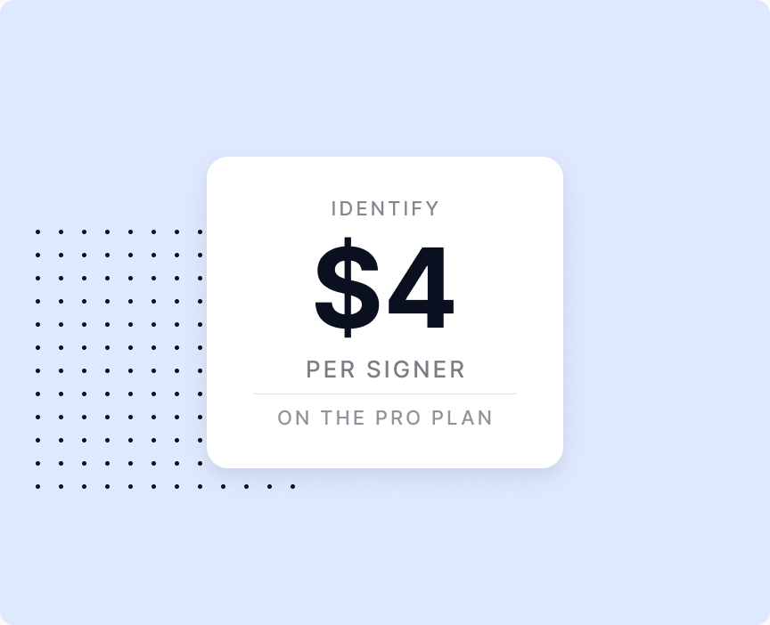 Proof Identify listed at $4 per signer on the Pro plan