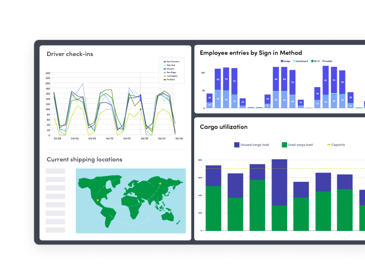 Illustration of a dashboard showing multiple charts and graphs