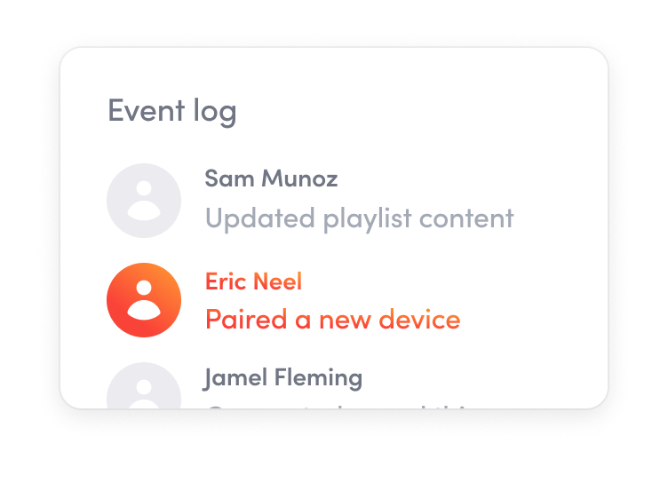 example of the event log showing that a person named Eric Neel paired a new device.