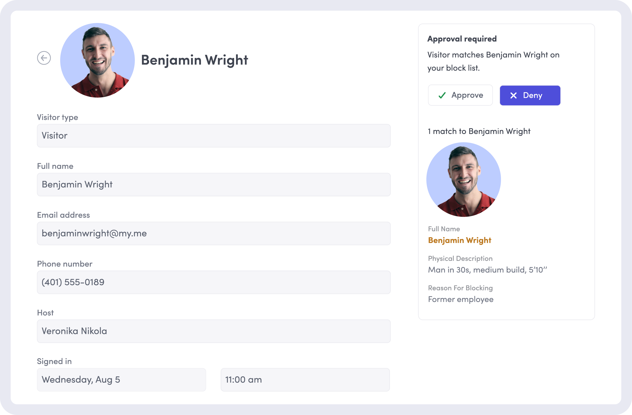 Visitor matches someone on your blocklist.