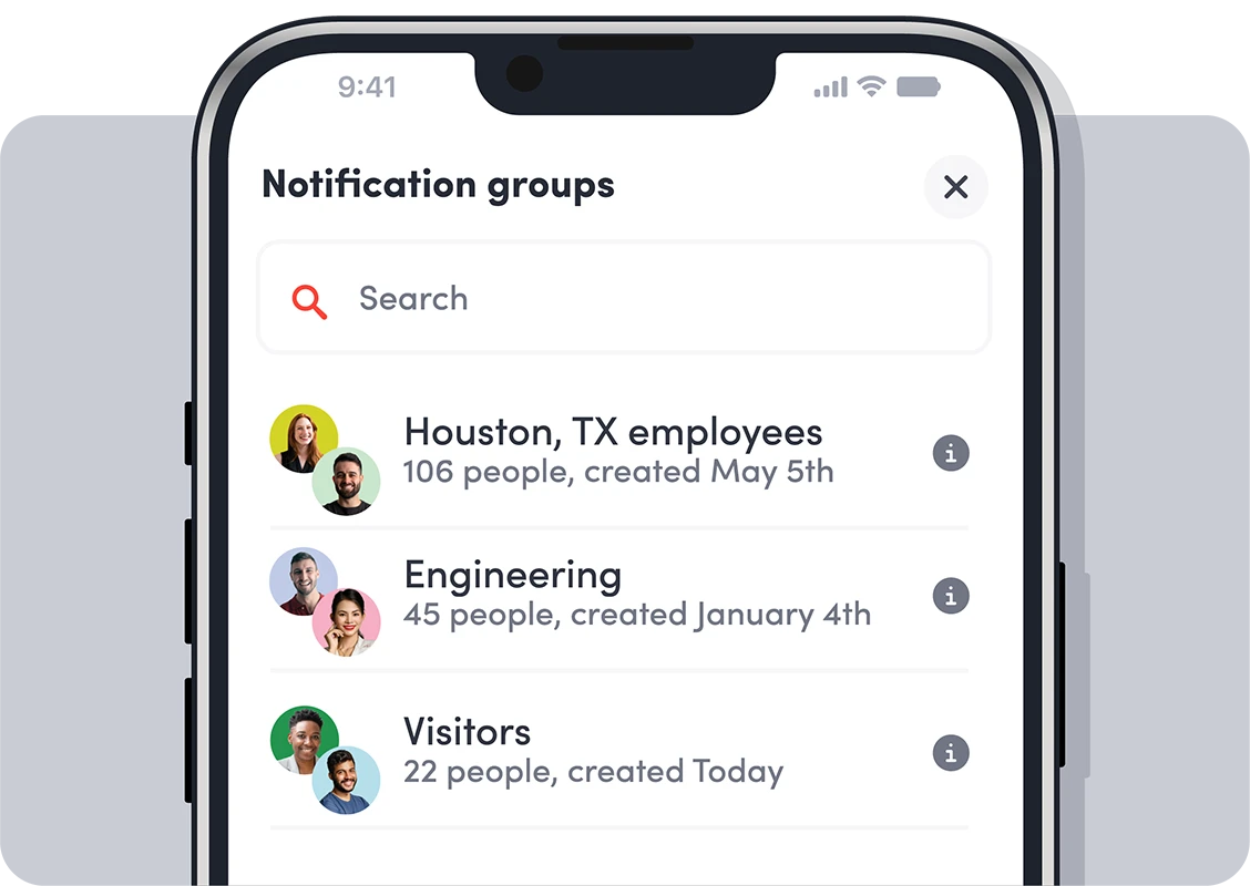 Illustration of notification groups in Envoy Emergency Notifications app