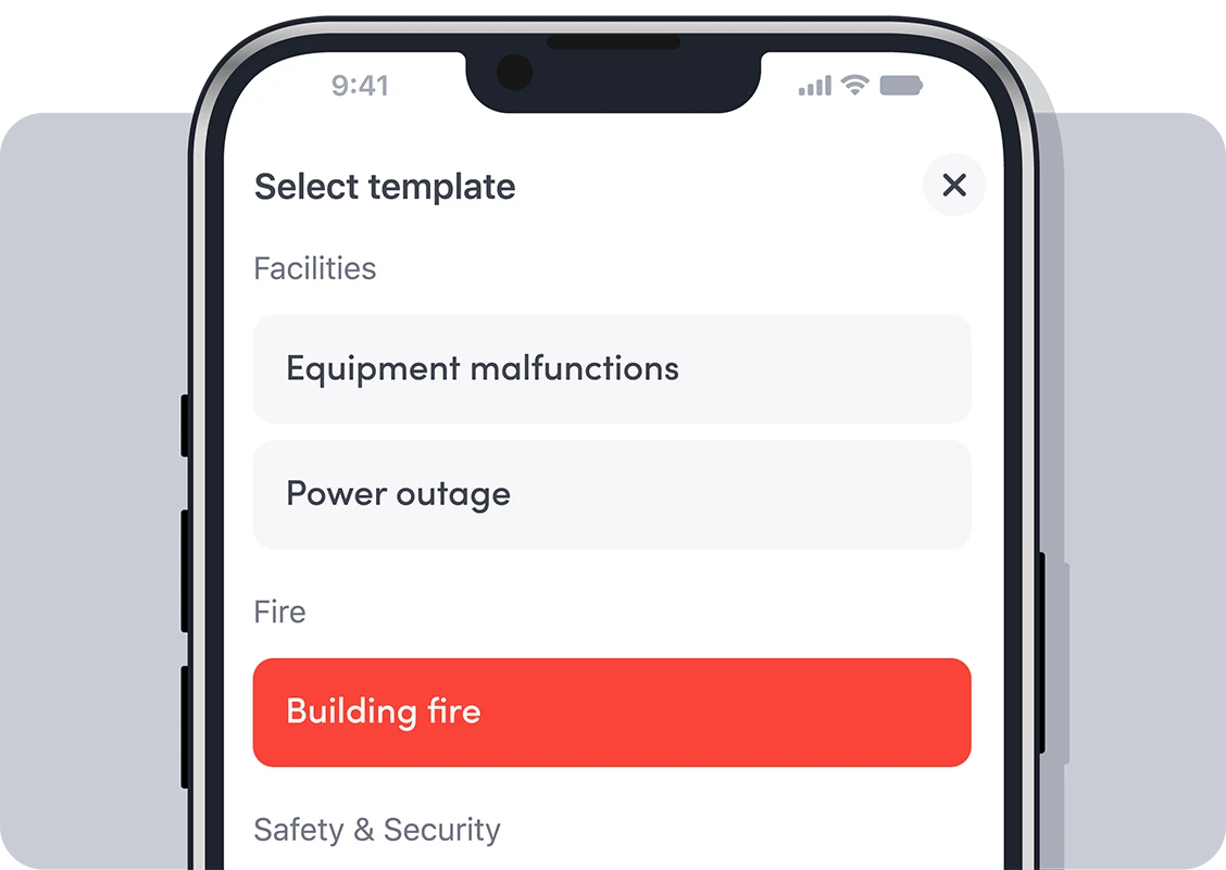 View of the Envoy Emergency Notification dashboard showing different notification templates.