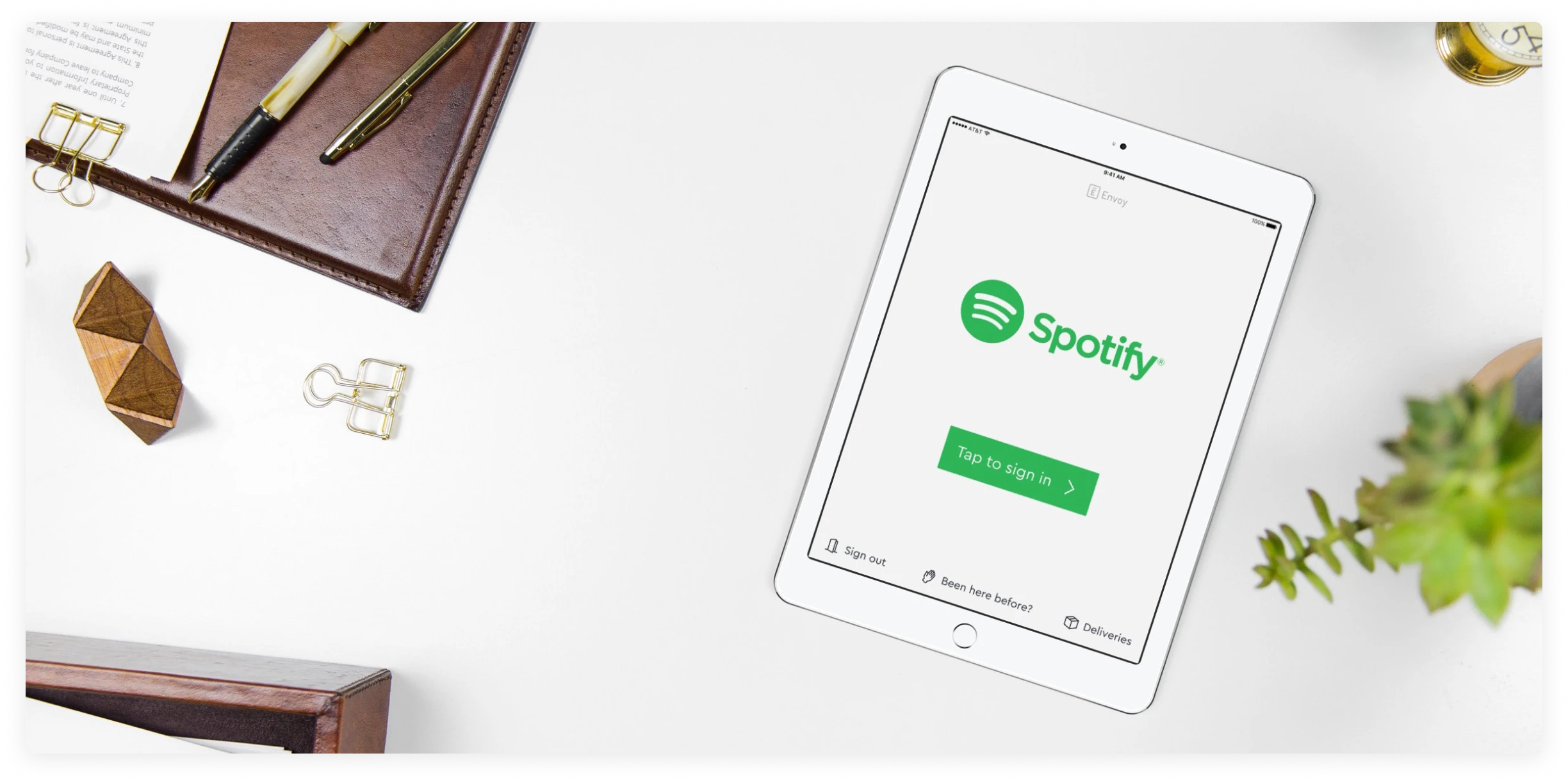 Spotify logo on an iPad