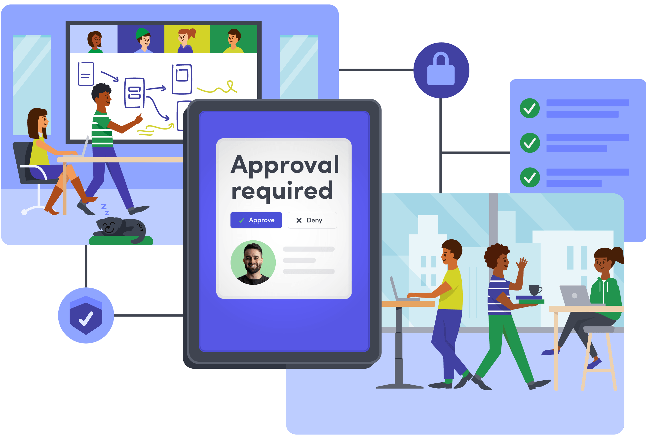 Image of an iPad showing a visitor signin "Approval Required" screen.