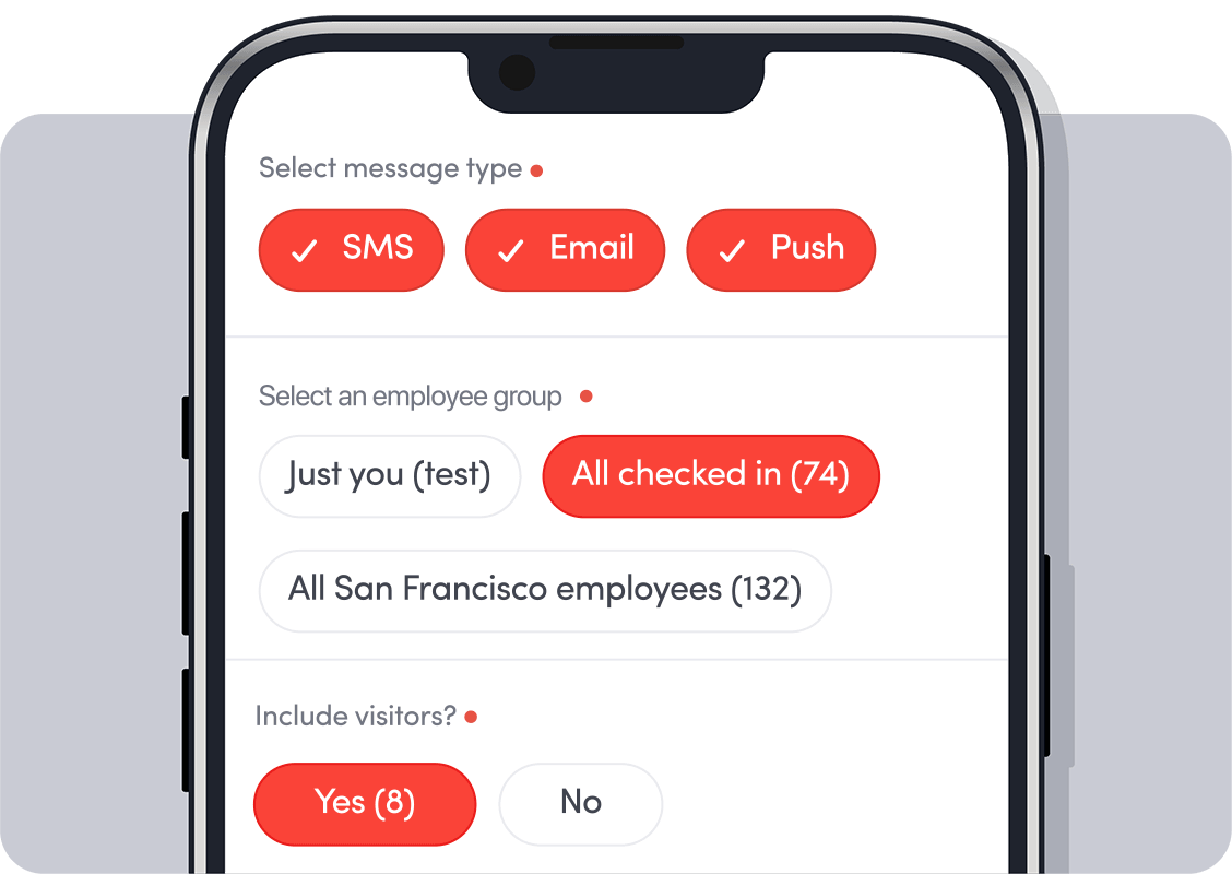 Illustration of notification groups in Envoy Emergency Notifications app