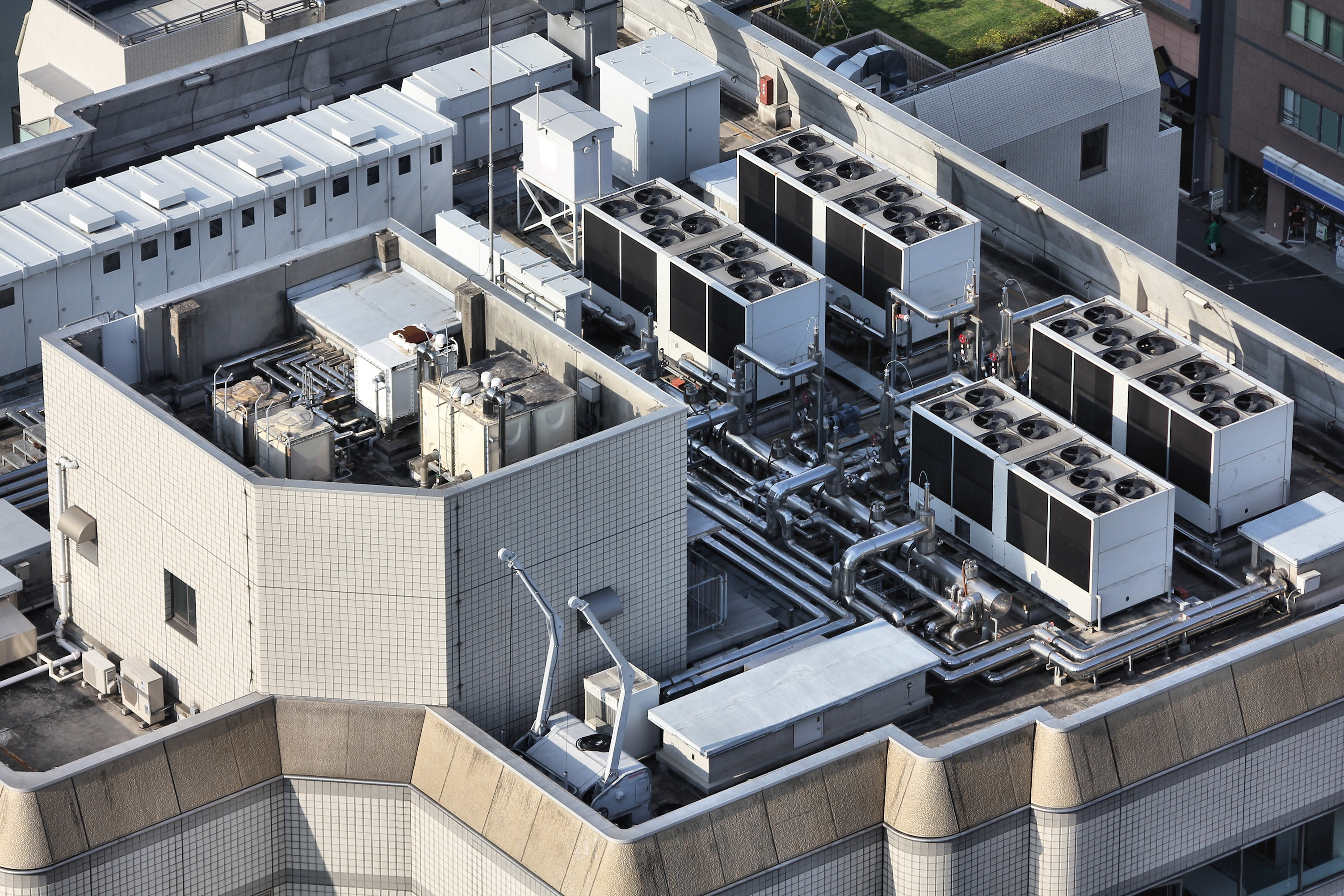 Exhaust vents of industrial air conditioning and ventilation units
