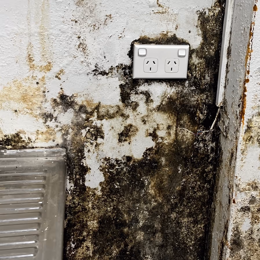 laundry wall covered in severe mould contamination