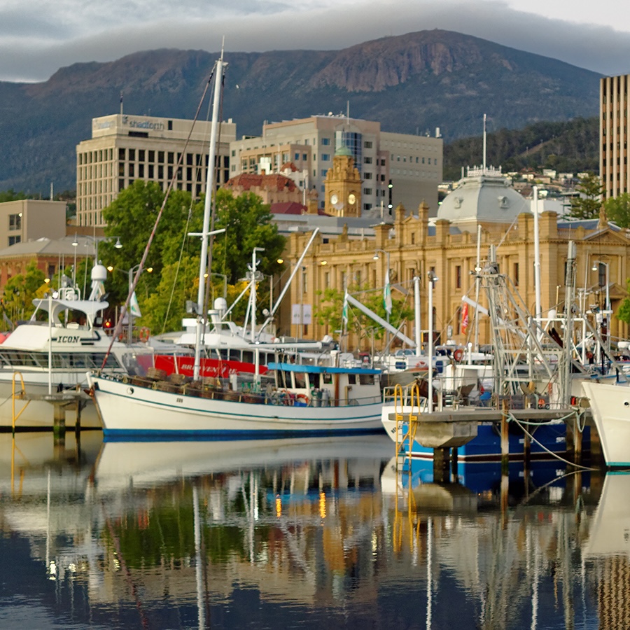 Hobart waterfront and Mount Wellington