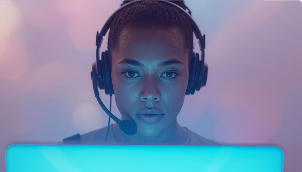 AI-powered customer support agent with headset