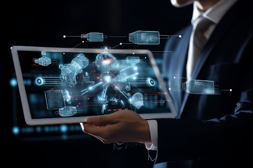 a person using a futuristic digital device