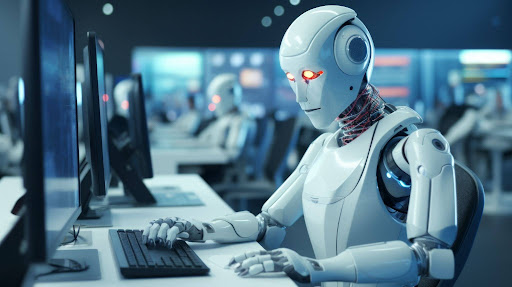 Robots working in an office