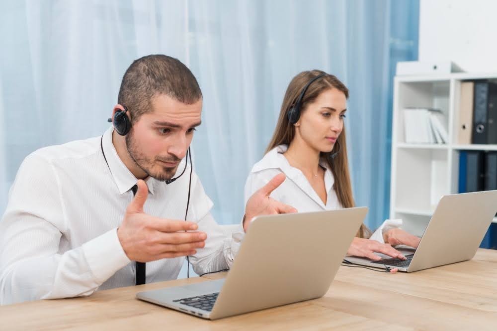 Employees working in a call center