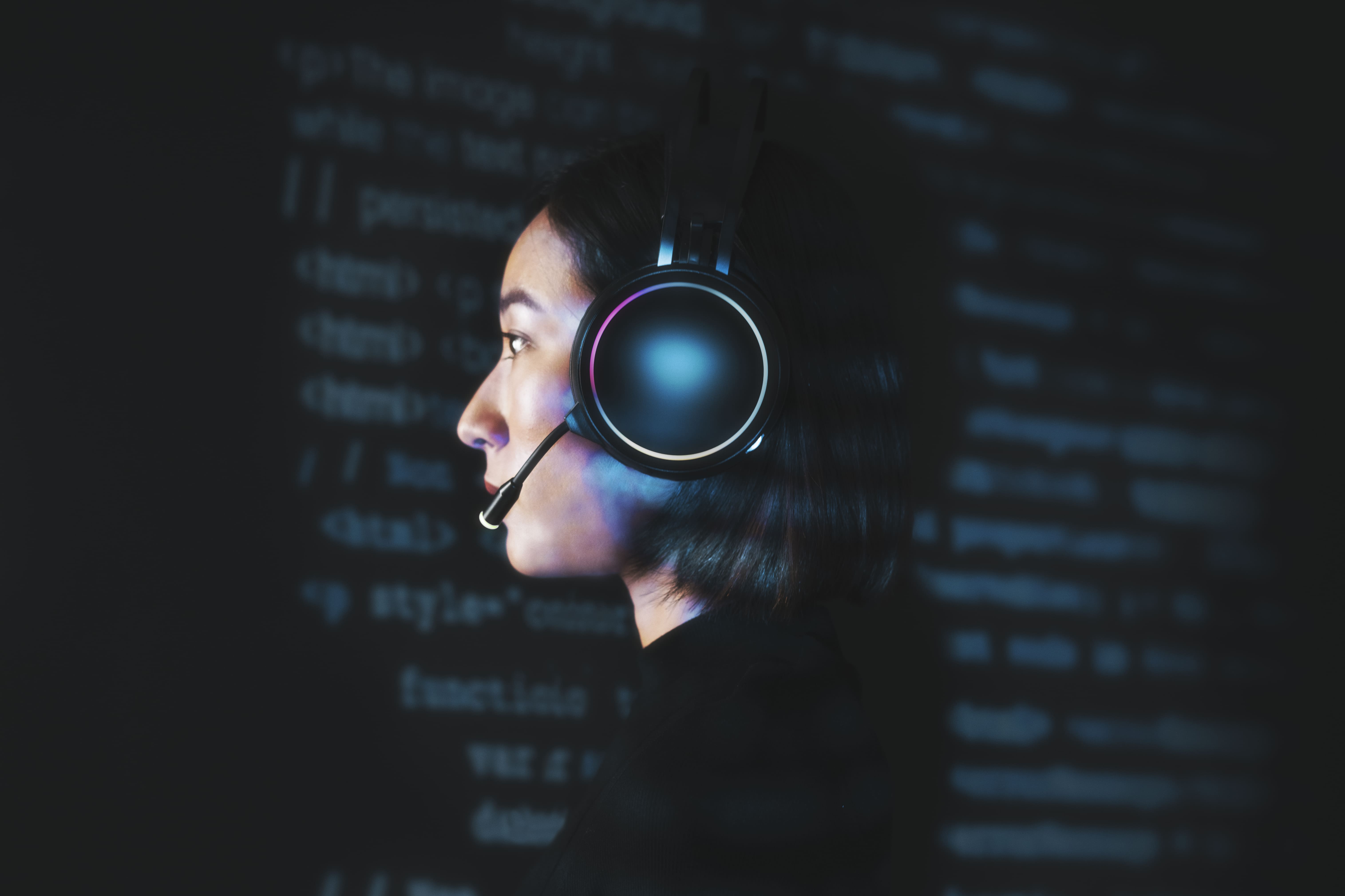 AI virtual assistant with headset supporting customer service