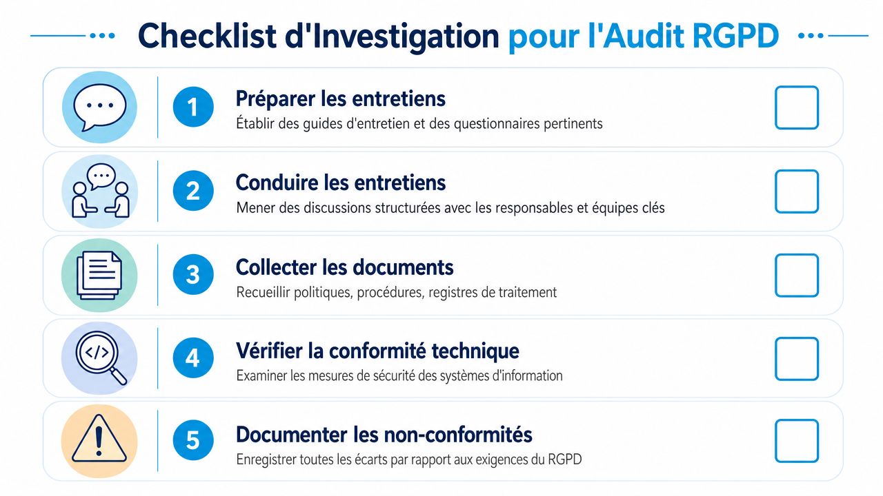 Une liste de contrôle en cinq étapes pour réaliser un audit de conformité au règlement général sur la protection des données.