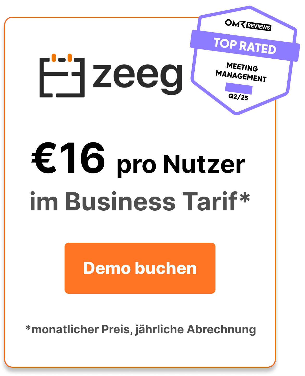 Zeeg Preise im Business Tarif