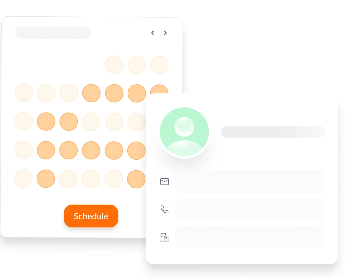 Calendar interface showing scheduled meetings and contact management integration.