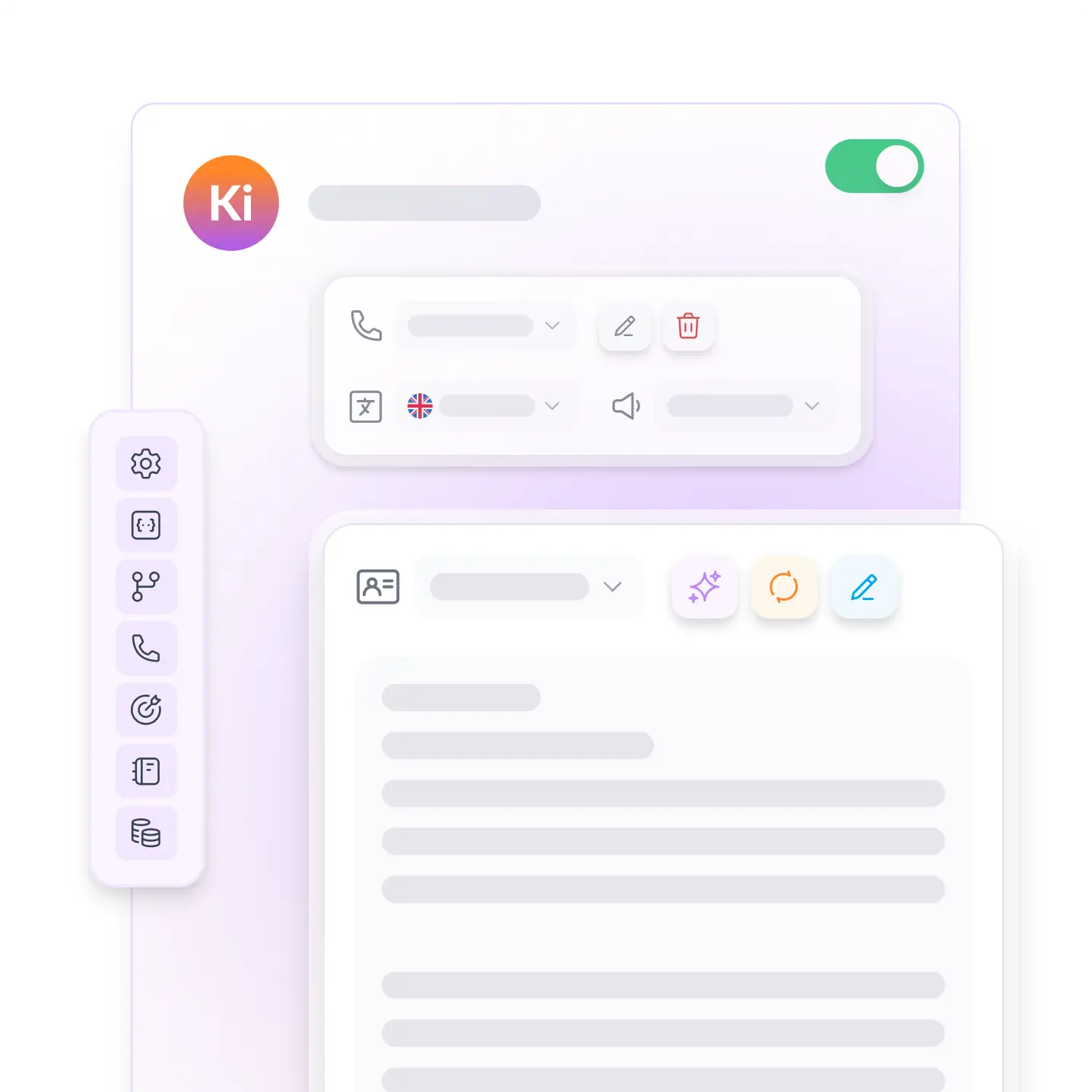 KI Telefonassistent für Anwälte wird in der Zeeg-Oberfläche konfiguriert – Sprache, Routing-Regeln und Anrufverhalten eingestellt.