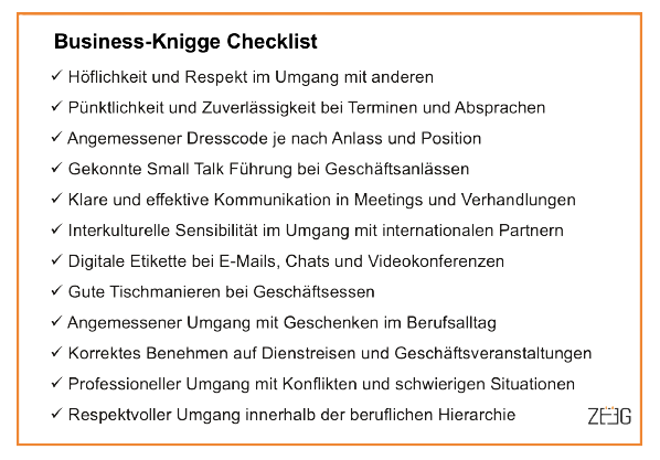 Zeeg: Business-Knigge Checklist