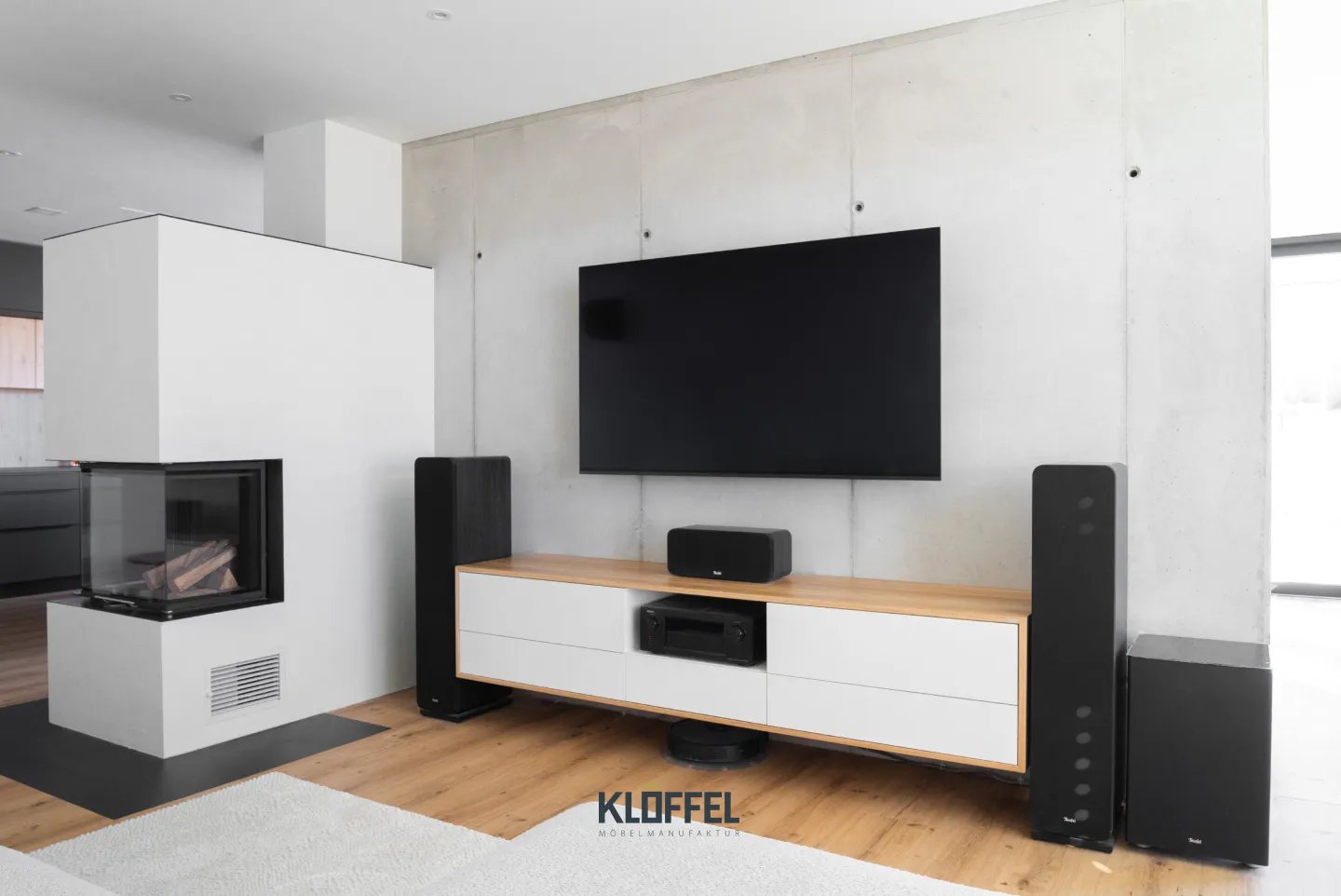 Wohnzimmer, weiß, Klöffel, Schreinerei, modern
