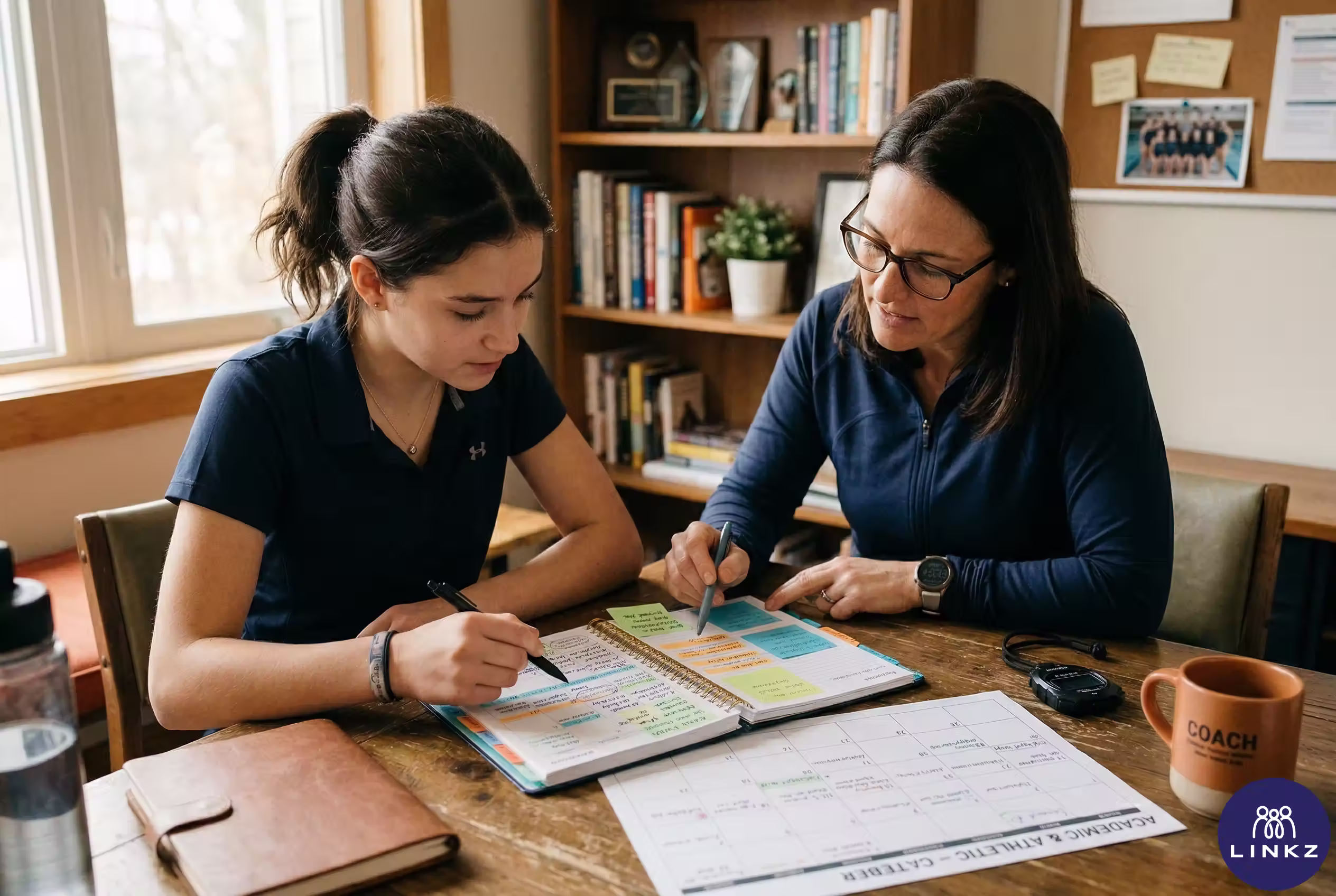 Teen and coach building an executive functioning plan at LINKZ in Columbia, MD