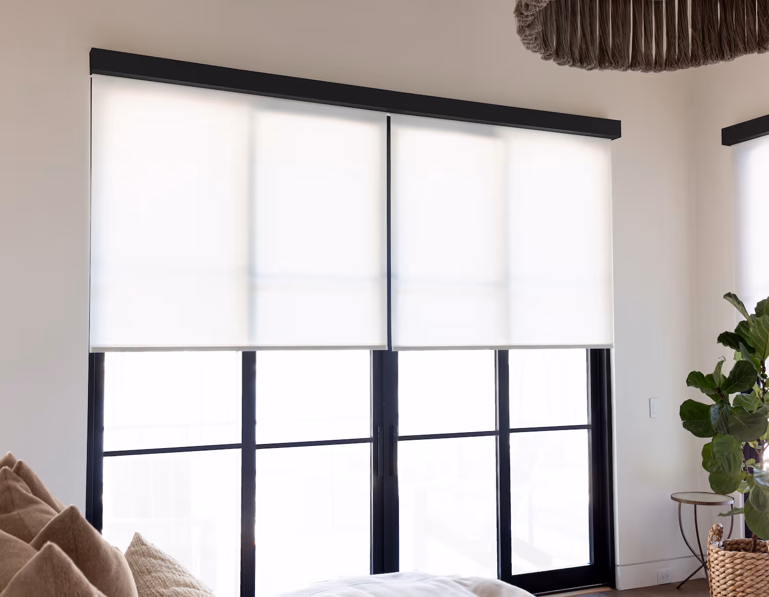 Modern window coverings featuring smart roller shades