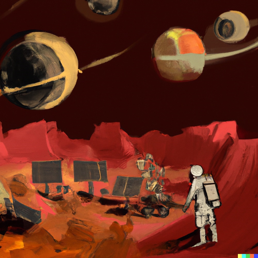 One of my Gen AI images showing astronauts on planet Mars