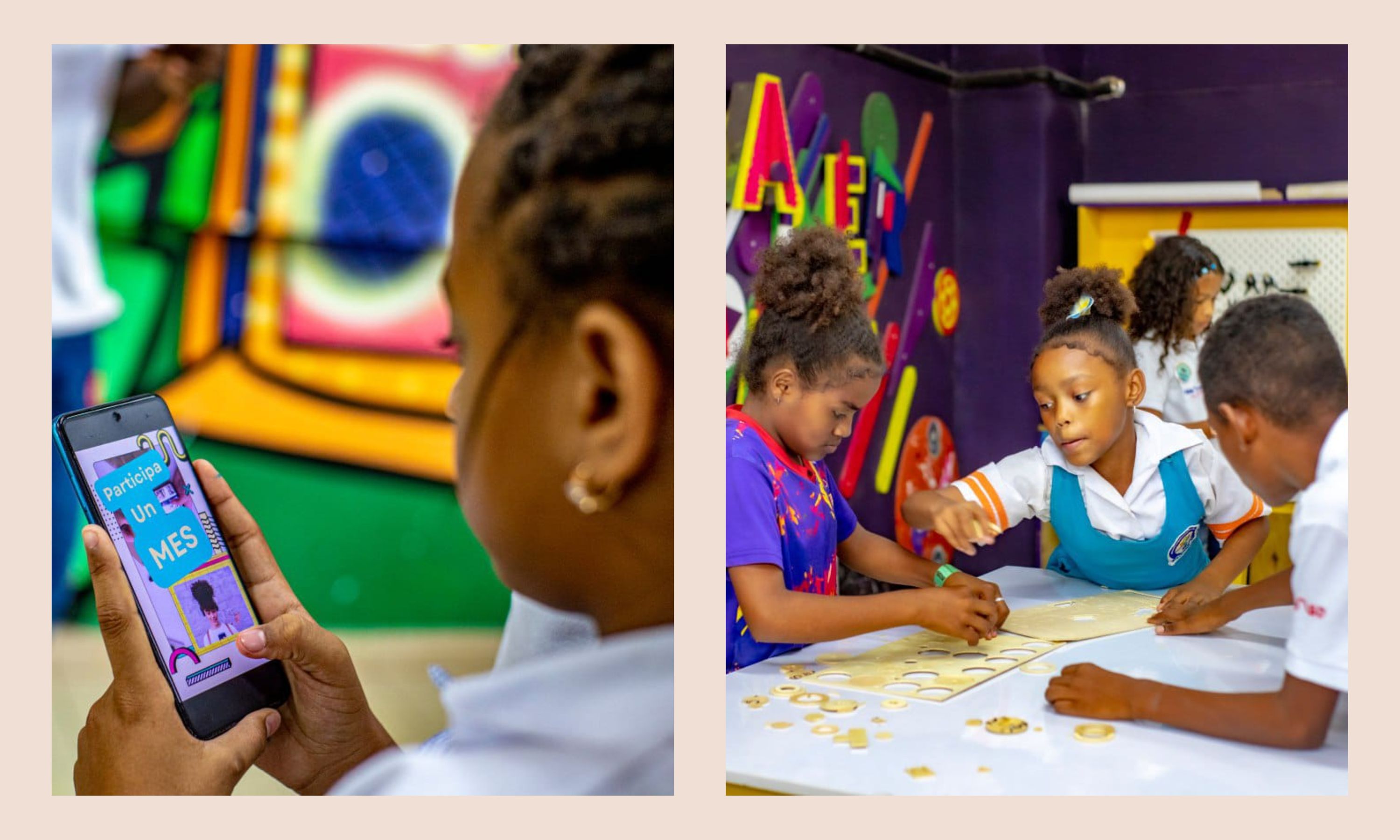 Niños aprendiendo con experiencias digitales