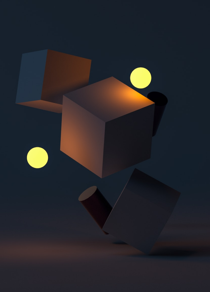 Abstract illustration of floating cubes