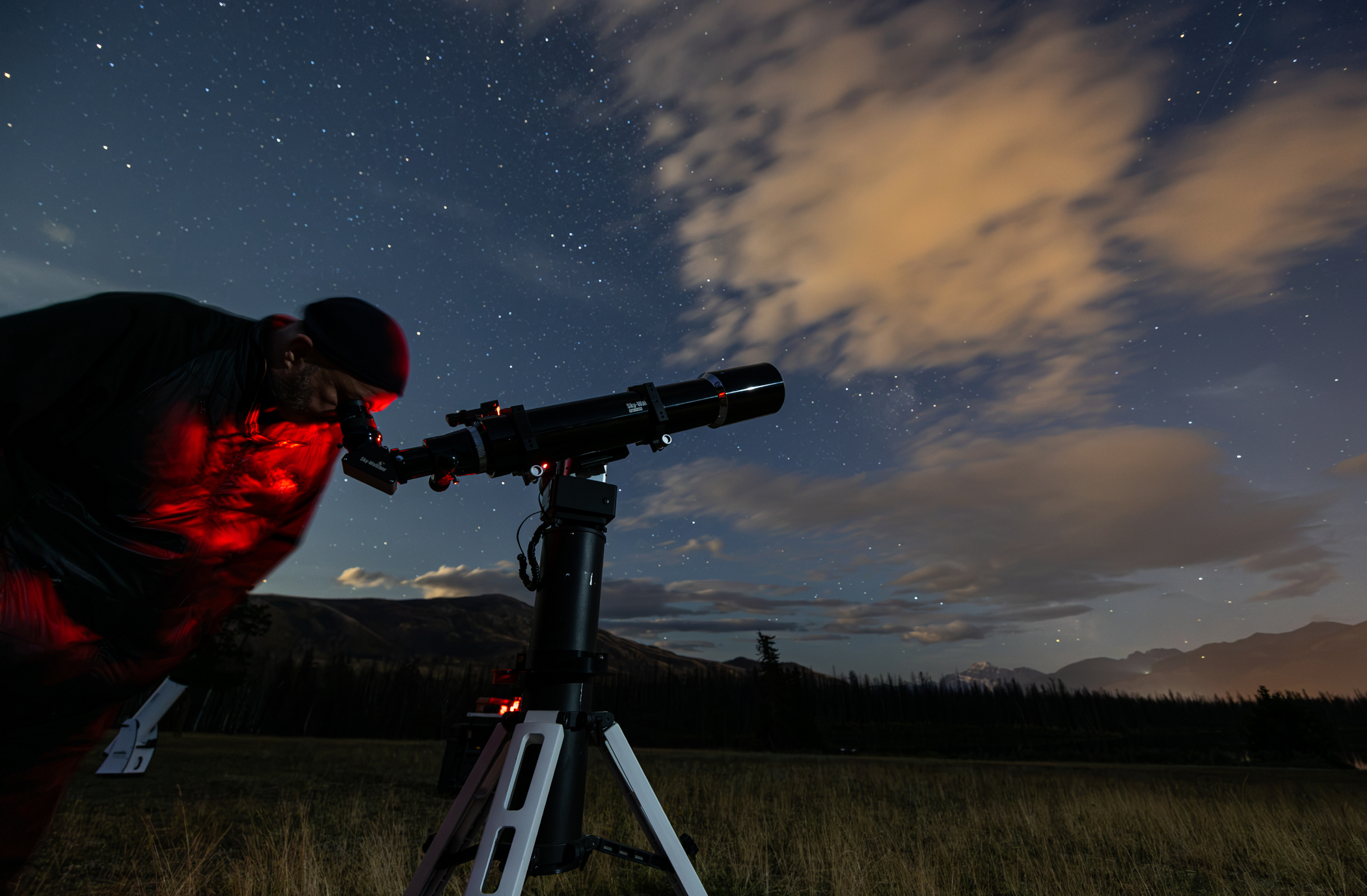 looking at telescope