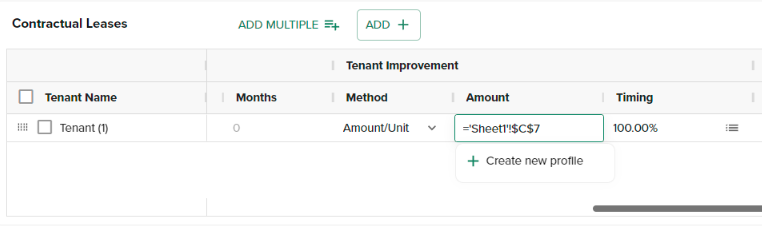 Sensitivity Analysis Link Cell TI Amount