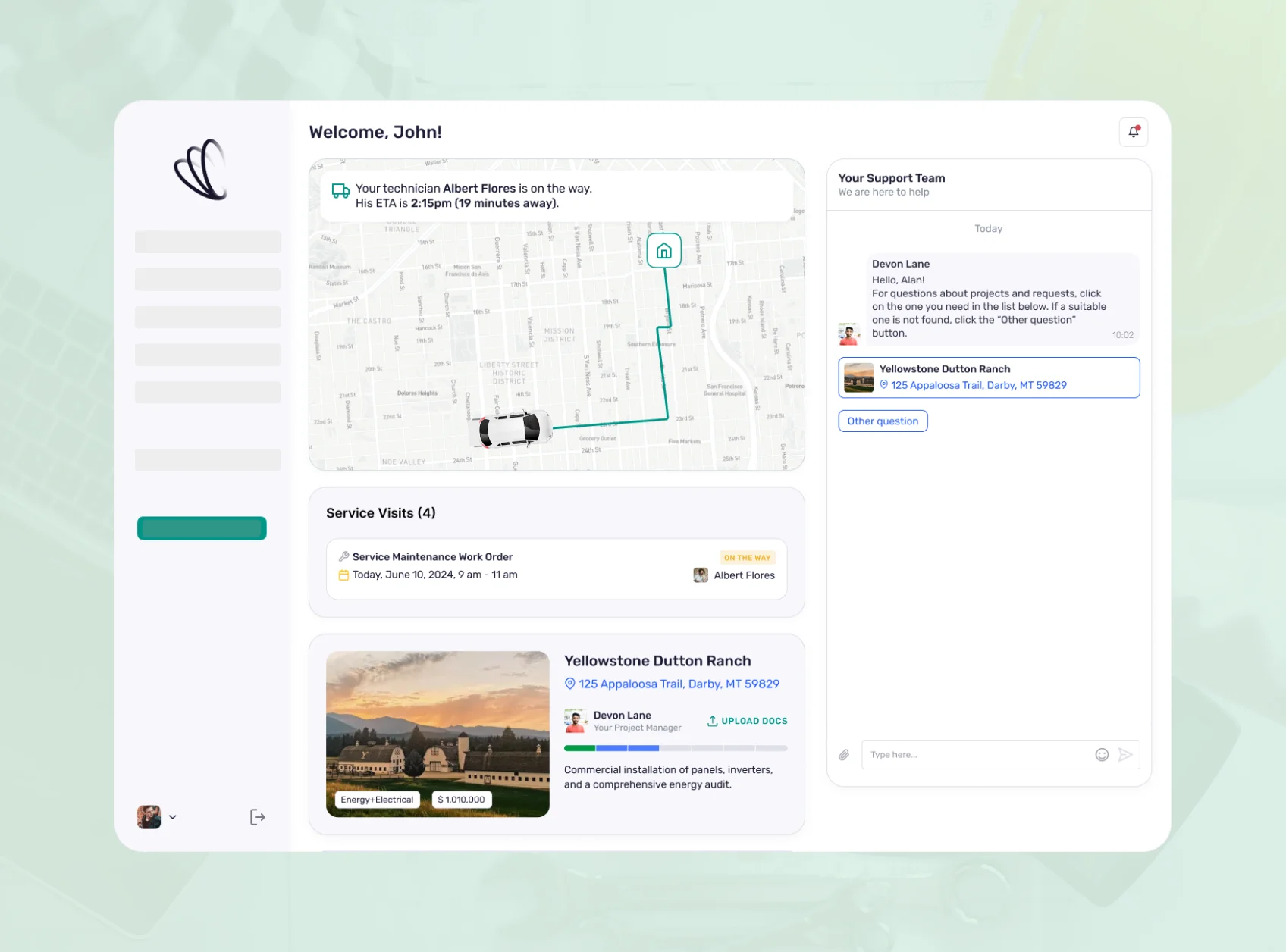 Mobile screen showing a kitchen with a virtual tour badge