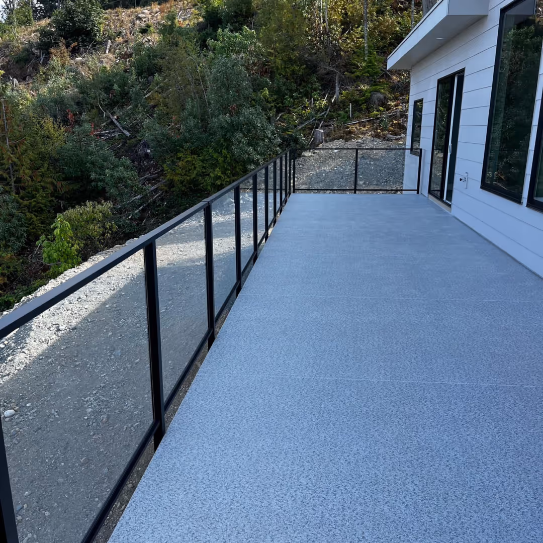 Framed glass railing for new construction