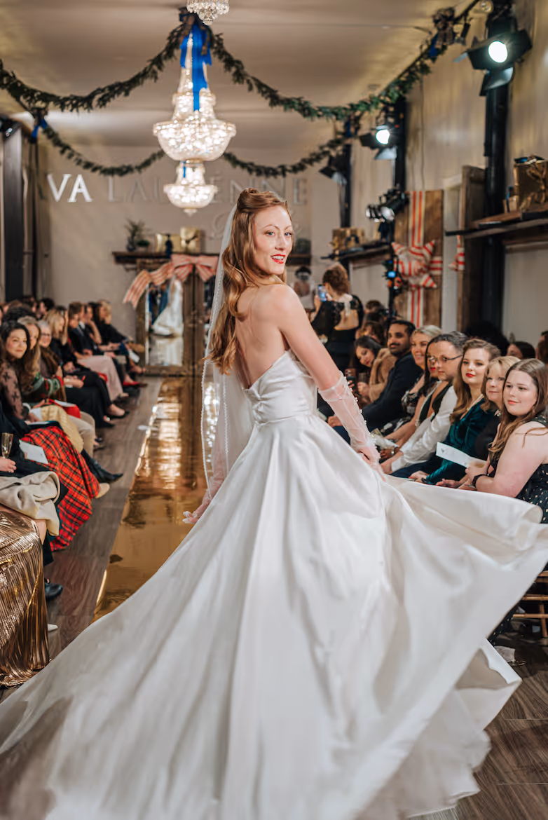 Elegant wedding gowns inside bridal store Greenville SC