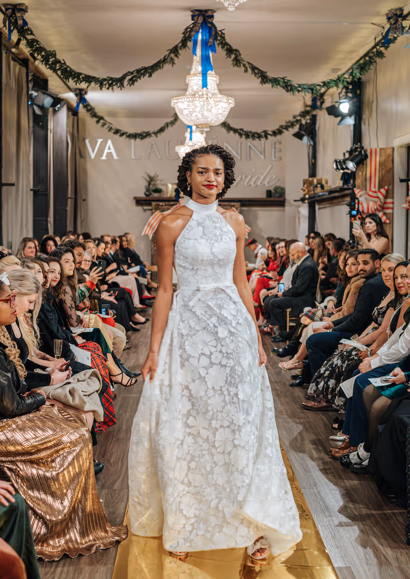 Elegant wedding gowns inside bridal boutique Greenville SC