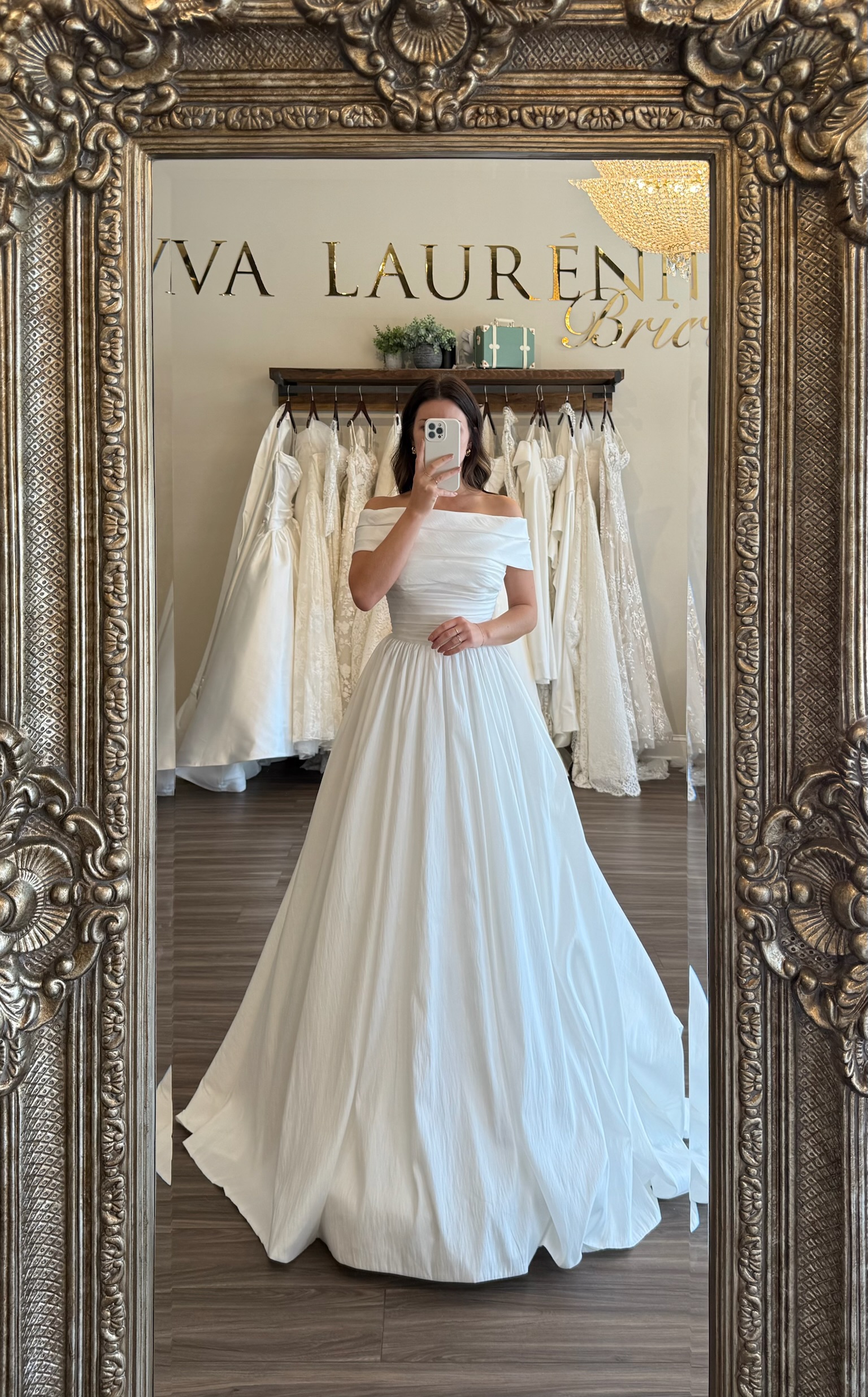 Elegant a line gown wedding dresses Greenville SC at wedding dress shop Greenville SC