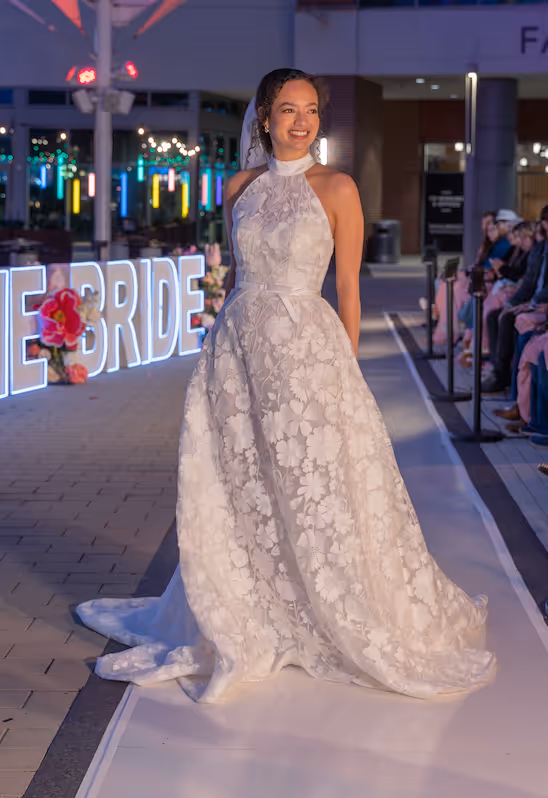 Elegant lace bridal gown featured in Greenville SC couture bridal runway