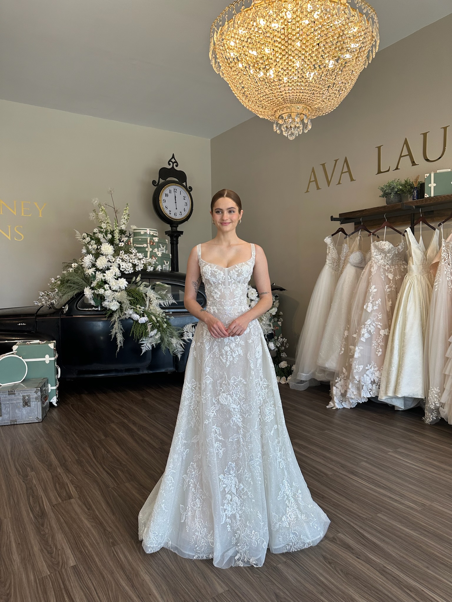 lace wedding gown at luxury Greenville bridal boutique Ava Laurénne Bride