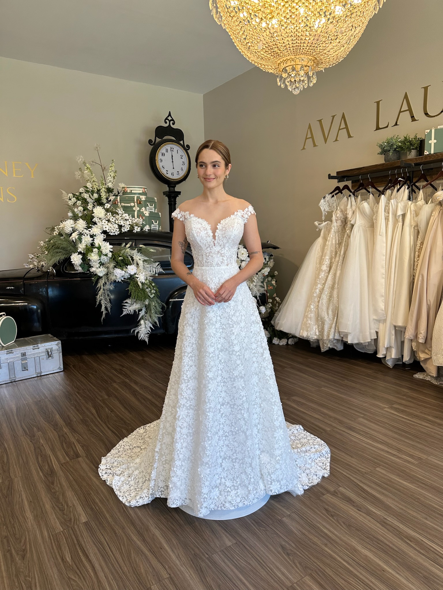 Romantic lace wedding dresses in Greenville South Carolina bridal shop