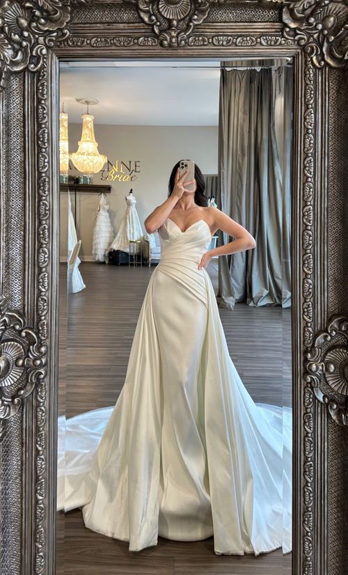 Luxury bridal boutique showcasing sweetheart neckline wedding dresses in South Carolina