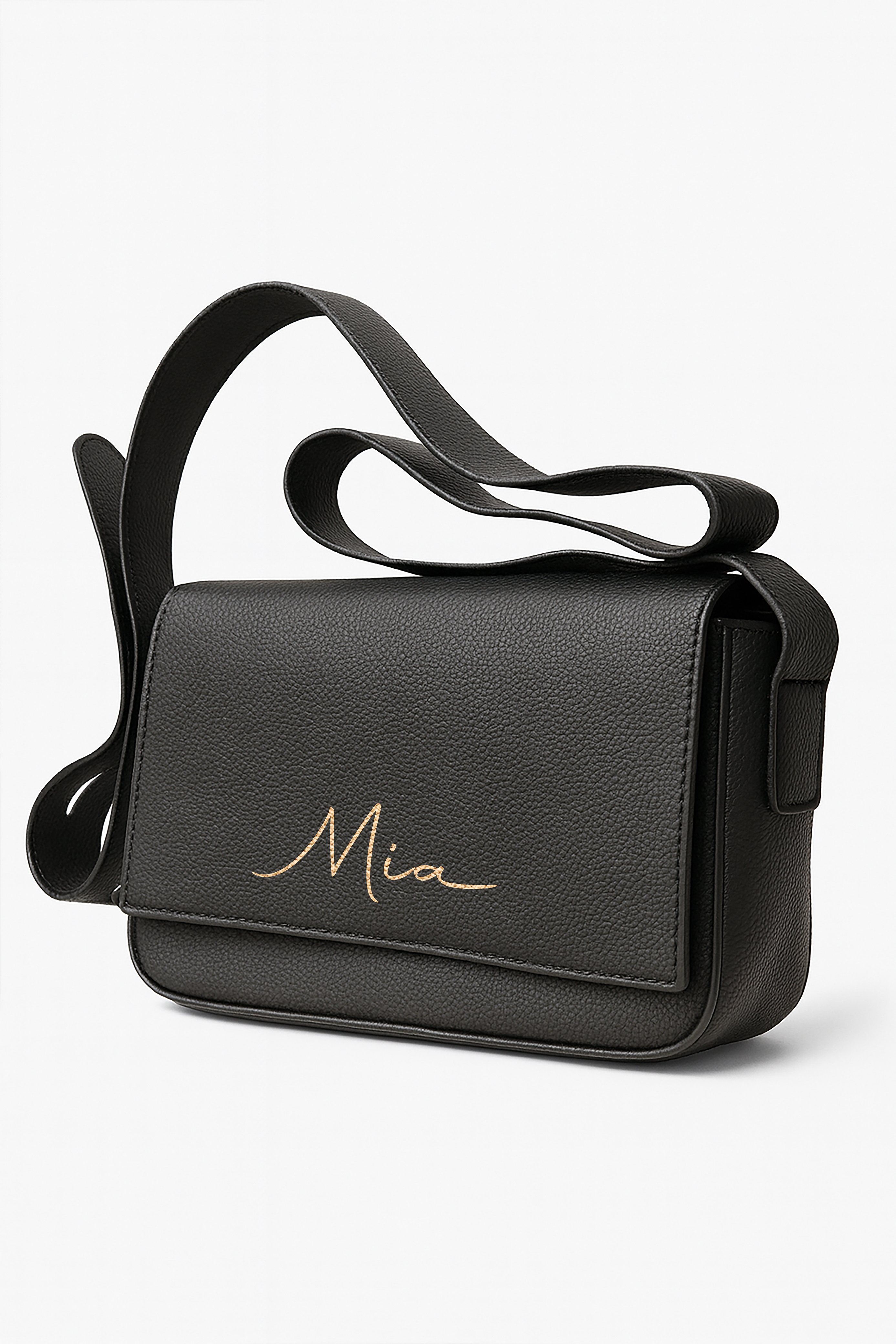 Custom Initials Handpainted Black Crossbody Bag