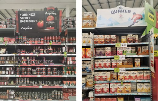 Brand takeovers by Napolina and Quaker.