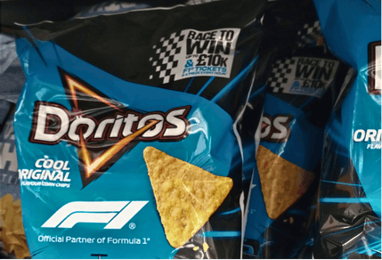 Prromotional packs of Doritos on-shelf