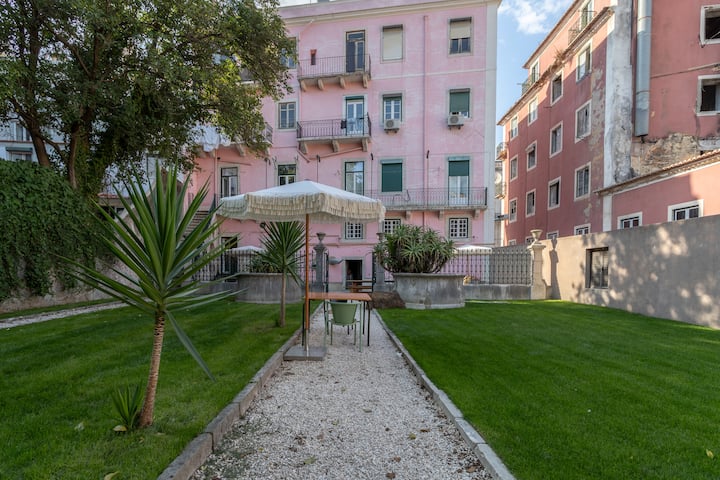 The spacious garden is shared with other guests staying in the two other apartments of the property. 